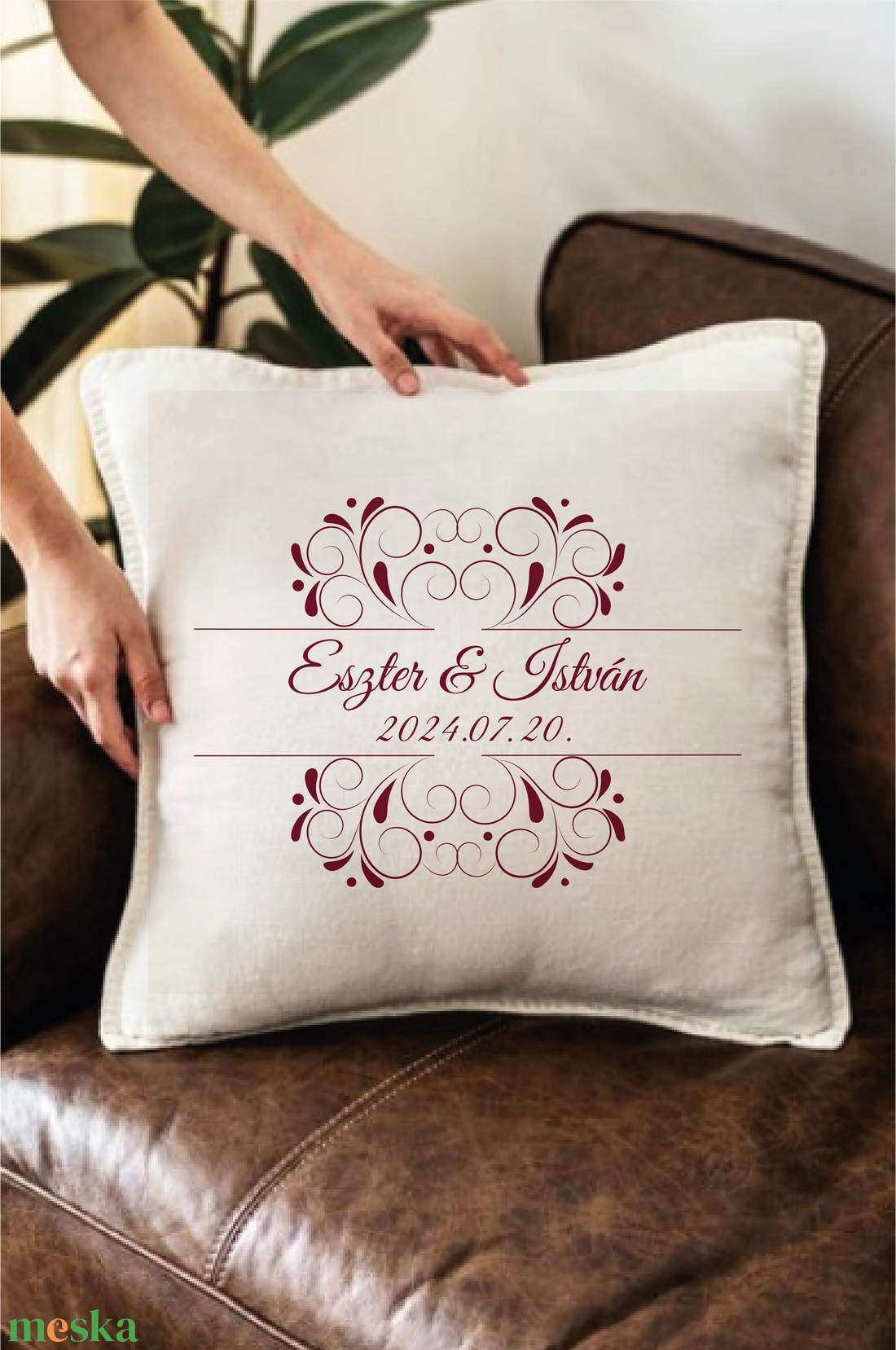  Esküvői párna lila mintás - otthon & életmód - lakástextil - párna & párnahuzat - Meska.hu