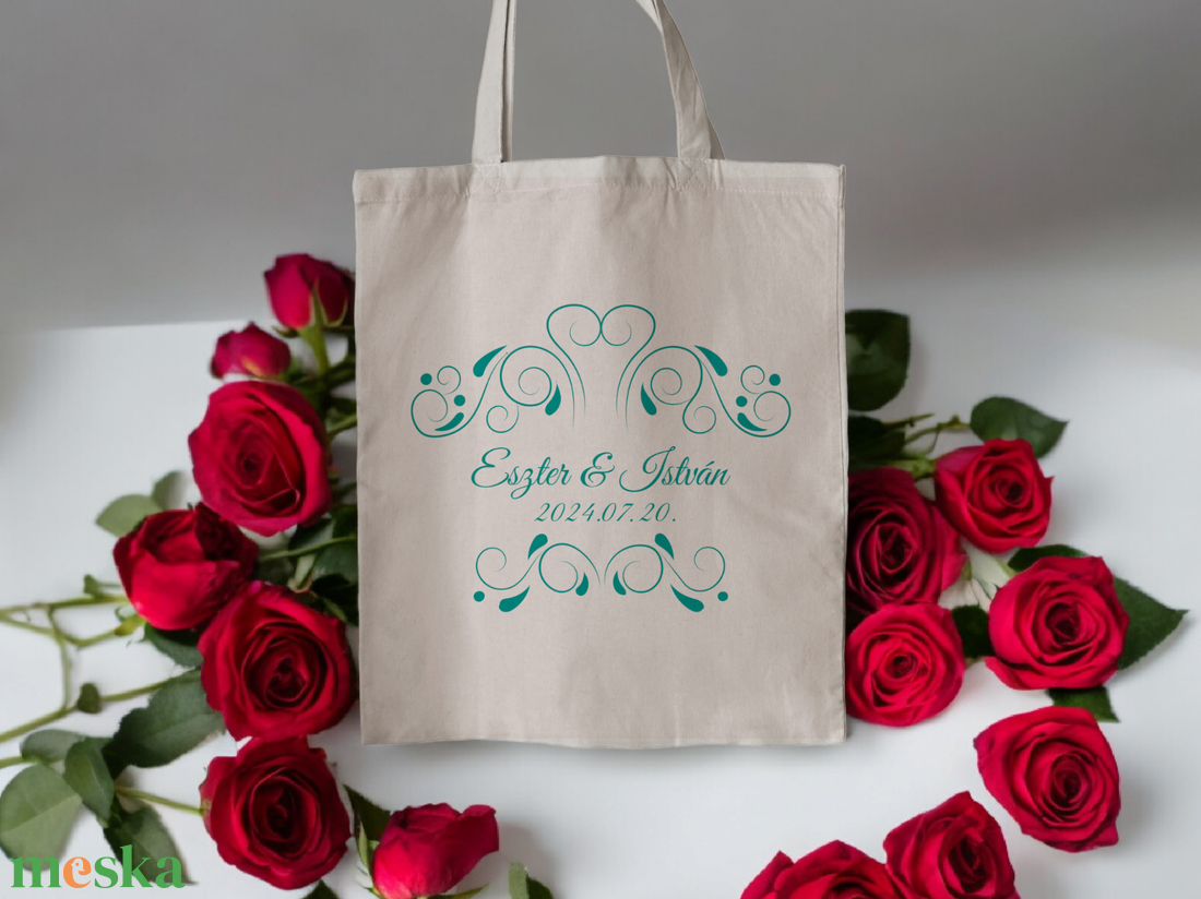  Női vászontáska zöld mintás  - táska & tok - bevásárlás & shopper táska - shopper, textiltáska, szatyor - Meska.hu