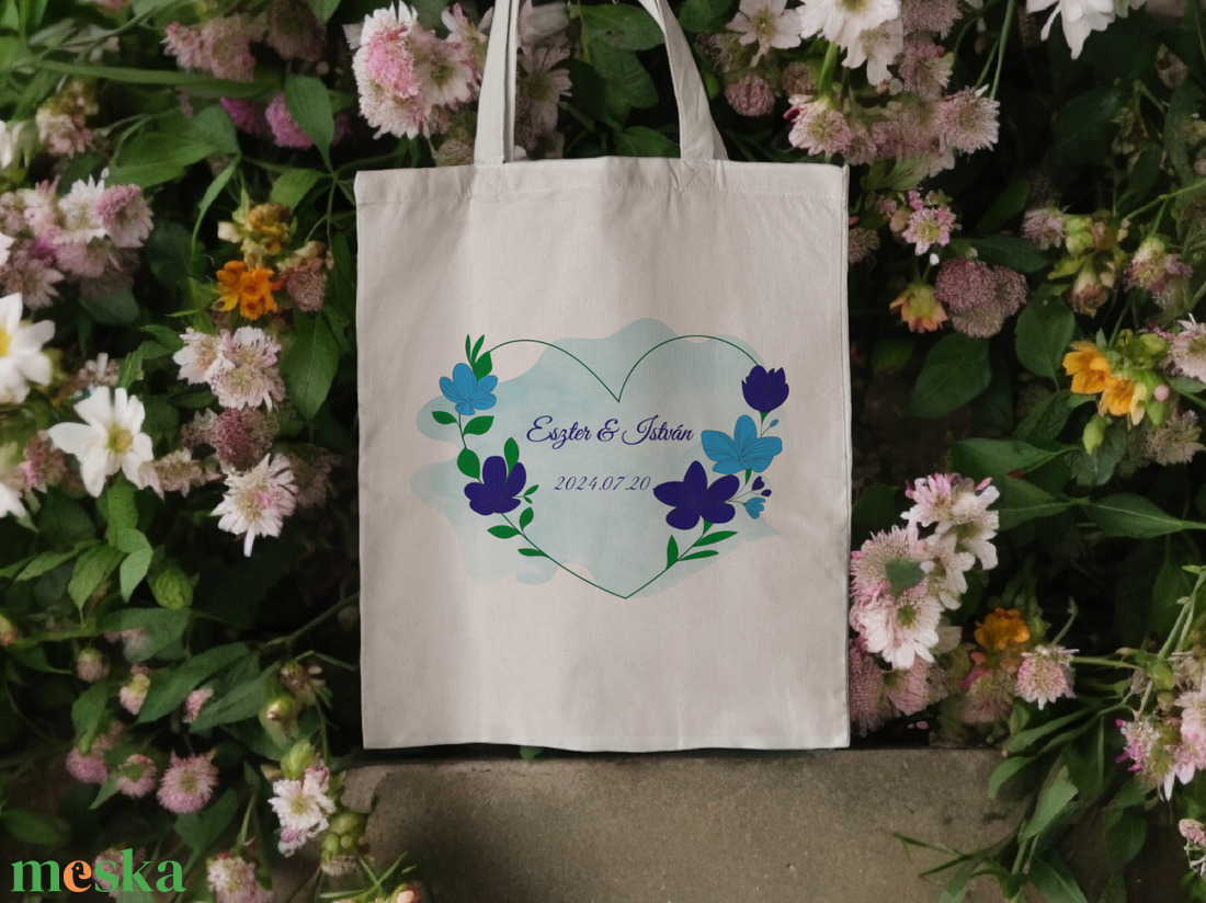  Női vászontáska kék virágos  - táska & tok - bevásárlás & shopper táska - shopper, textiltáska, szatyor - Meska.hu