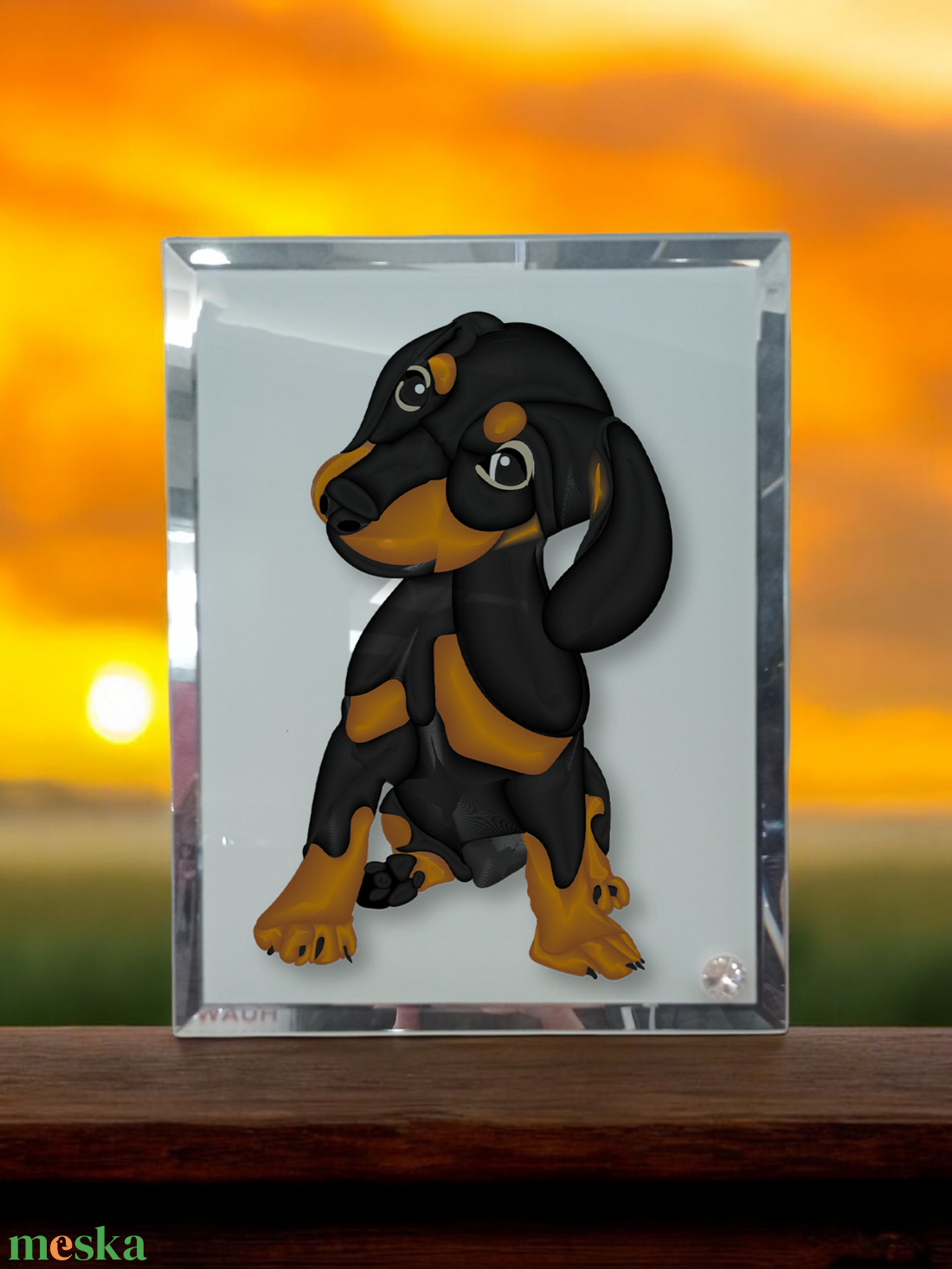  Üvegkép, Fotóüveg tacskó  - otthon & életmód - dekoráció - kép & falikép - üvegkép - Meska.hu