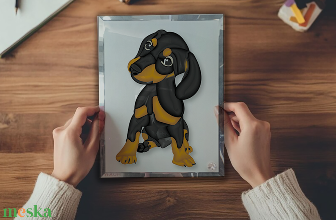  Üvegkép, Fotóüveg tacskó  - otthon & életmód - dekoráció - kép & falikép - üvegkép - Meska.hu