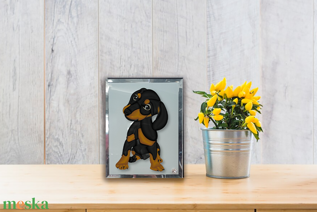  Üvegkép, Fotóüveg tacskó  - otthon & életmód - dekoráció - kép & falikép - üvegkép - Meska.hu