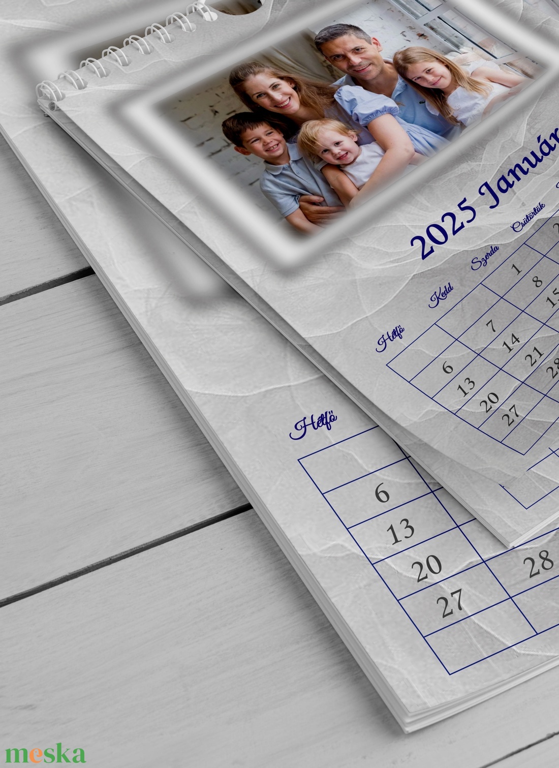 2026-os A3-as falinaptár szürke márványmintás - otthon & életmód - dekoráció - fali és függő dekoráció - falinaptár & öröknaptár - Meska.hu