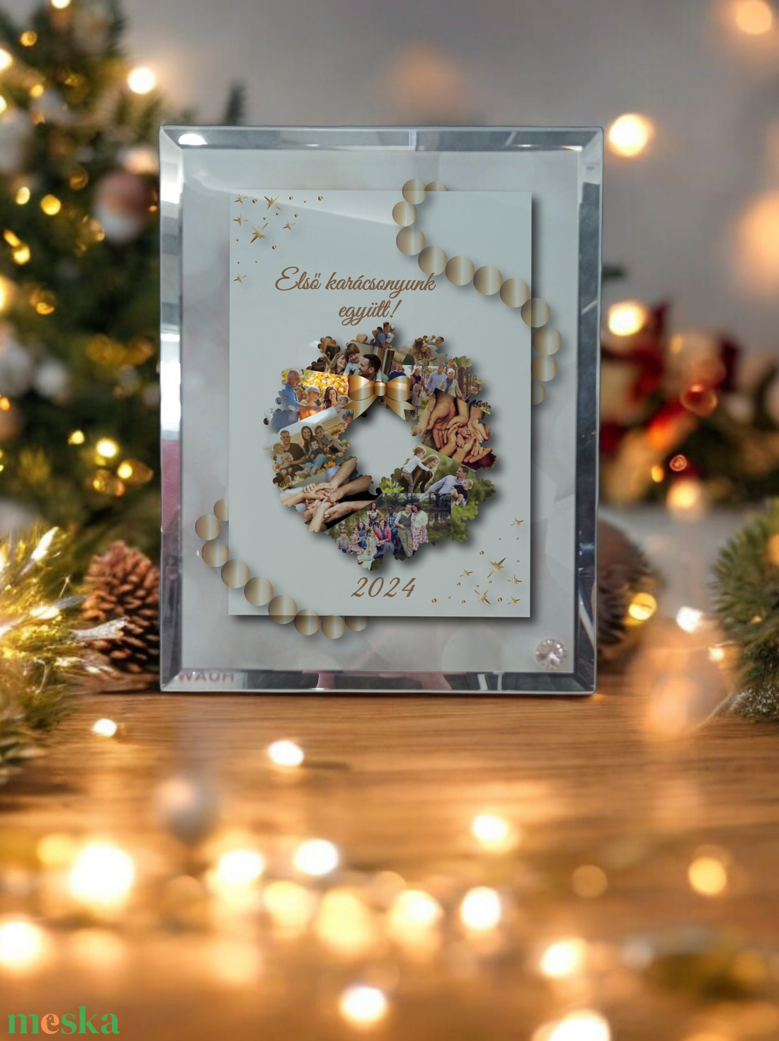  Karácsonyi Üvegkép, Fotóüveg koszorú  - otthon & életmód - dekoráció - kép & falikép - üvegkép - Meska.hu