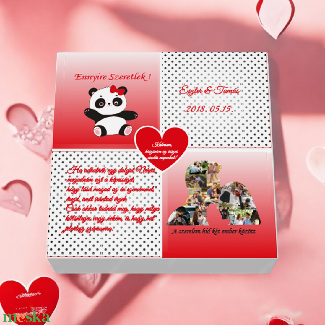 Valentin napi tejcsokoládé eperrel  (pandalány) - élelmiszer - édesség - kézműves csokoládé - Meska.hu