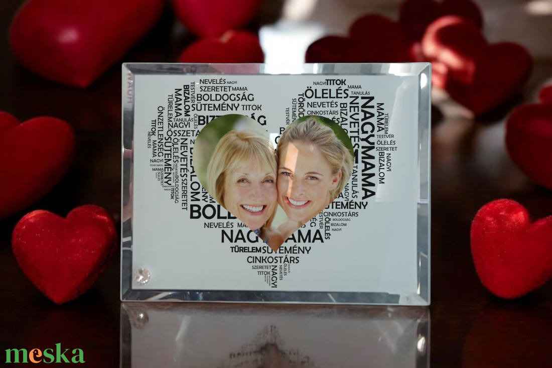  Anyák napi Üvegkép, Fotóüveg (Szív fekete betűből- NAGYMAMA) - otthon & életmód - dekoráció - kép & falikép - üvegkép - Meska.hu