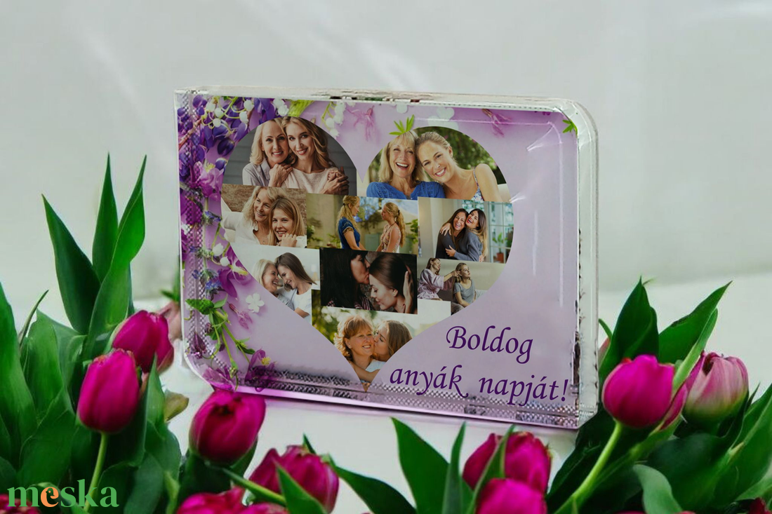 Anyák napi Fotókristály (Szív fotómontázs) - otthon & életmód - dekoráció - kép & falikép - üvegkép - Meska.hu