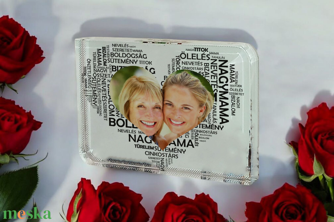 Anyák napi Fotókristály (Szív fekete betűből NAGYMAMA) - otthon & életmód - dekoráció - kép & falikép - üvegkép - Meska.hu