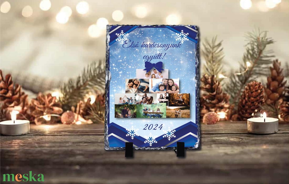 Karácsonyi saját fényképes fotókő - otthon & életmód - dekoráció - asztal és polc dekoráció - díszüveg - Meska.hu