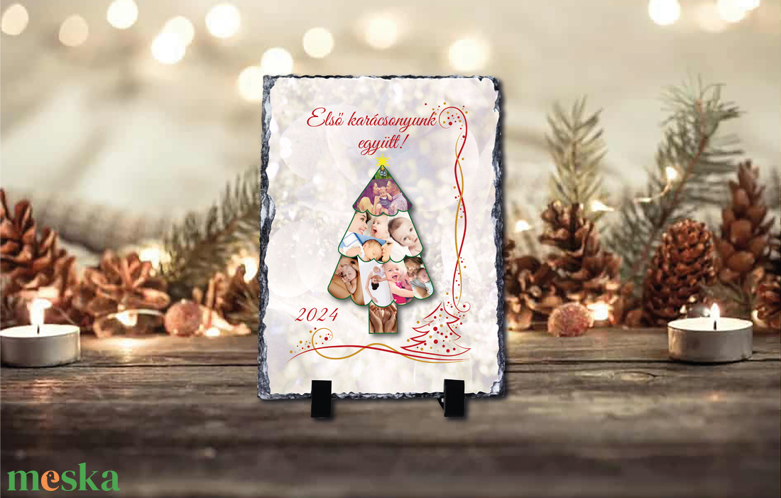 Karácsonyi saját fényképes fotókő - otthon & életmód - dekoráció - asztal és polc dekoráció - díszüveg - Meska.hu