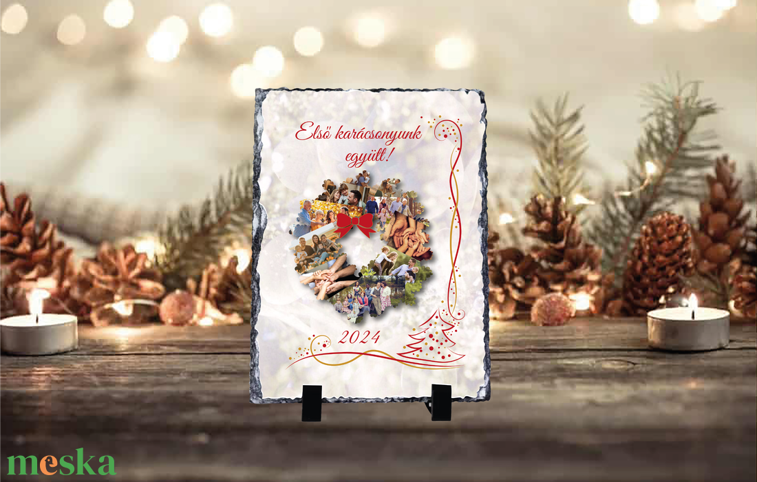 Karácsonyi saját fényképes fotókő - otthon & életmód - dekoráció - asztal és polc dekoráció - díszüveg - Meska.hu