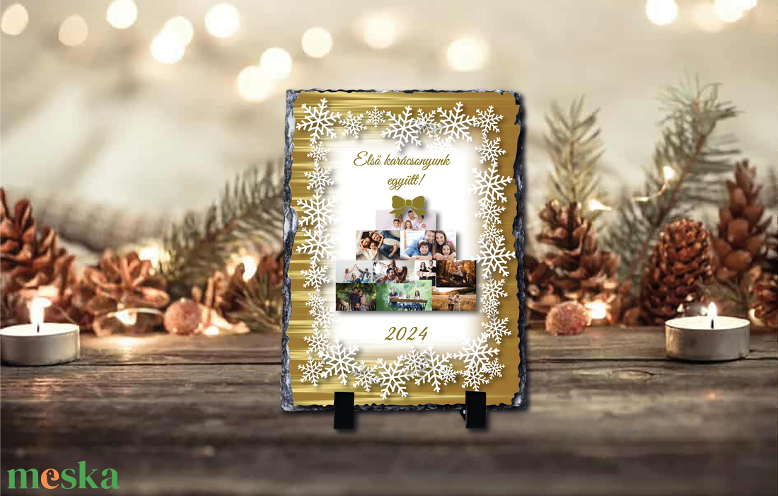Karácsonyi saját fényképes fotókő - otthon & életmód - dekoráció - asztal és polc dekoráció - díszüveg - Meska.hu