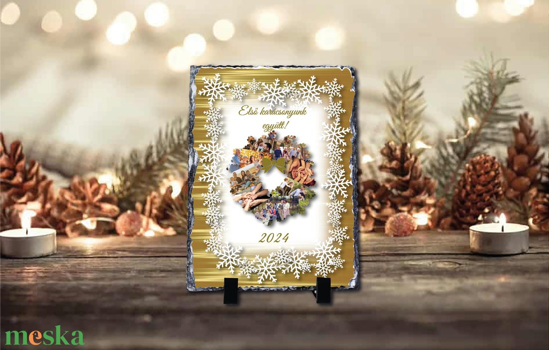 Karácsonyi saját fényképes fotókő - otthon & életmód - dekoráció - asztal és polc dekoráció - díszüveg - Meska.hu