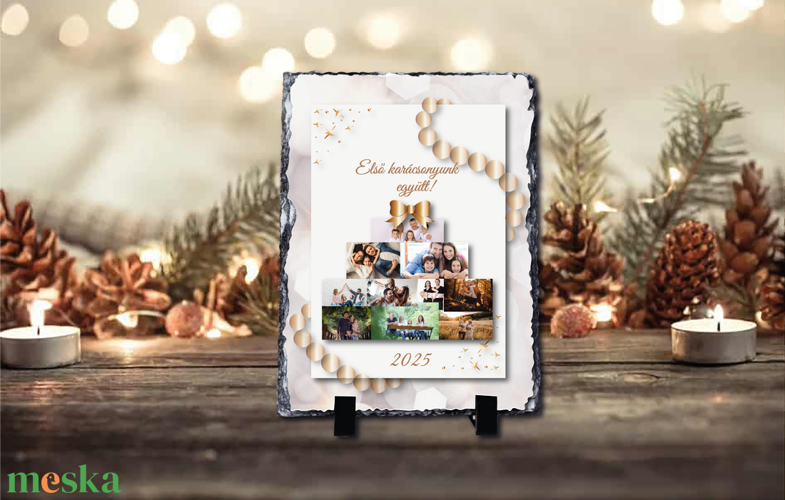 Karácsonyi saját fényképes fotókő - otthon & életmód - dekoráció - asztal és polc dekoráció - díszüveg - Meska.hu