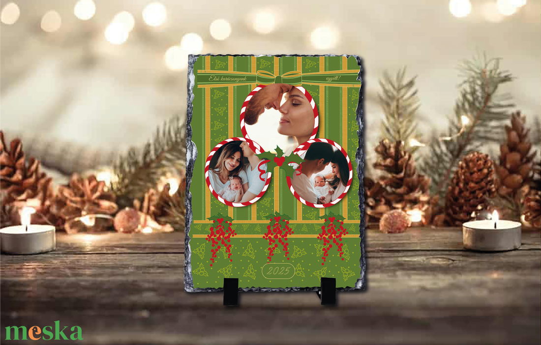 Karácsonyi saját fényképes fotókő - otthon & életmód - dekoráció - asztal és polc dekoráció - díszüveg - Meska.hu