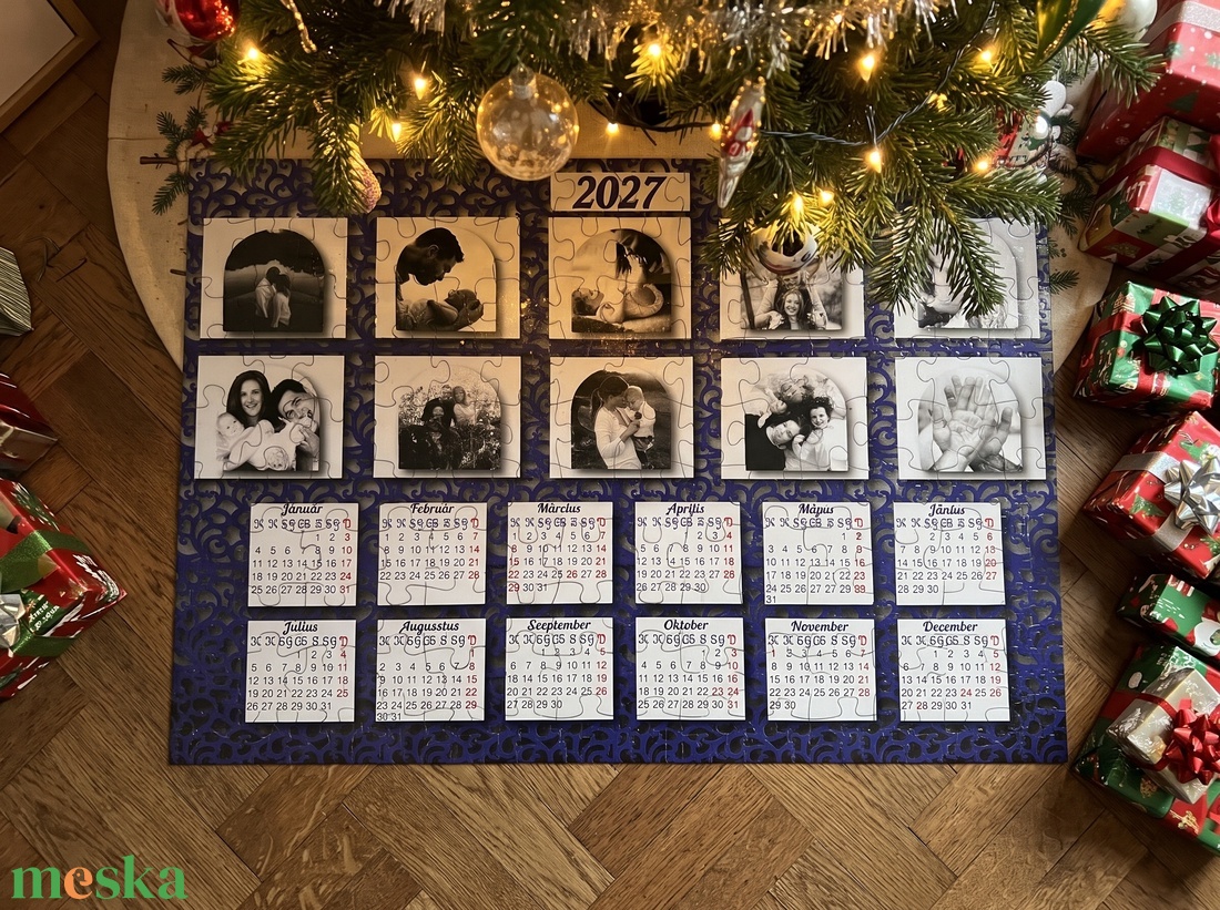 Saját fényképeses, egész éves (2027-es) naptár puzzle A3-as 500 darabos (kék csipkés) - művészet - grafika & illusztráció - digitális - Meska.hu