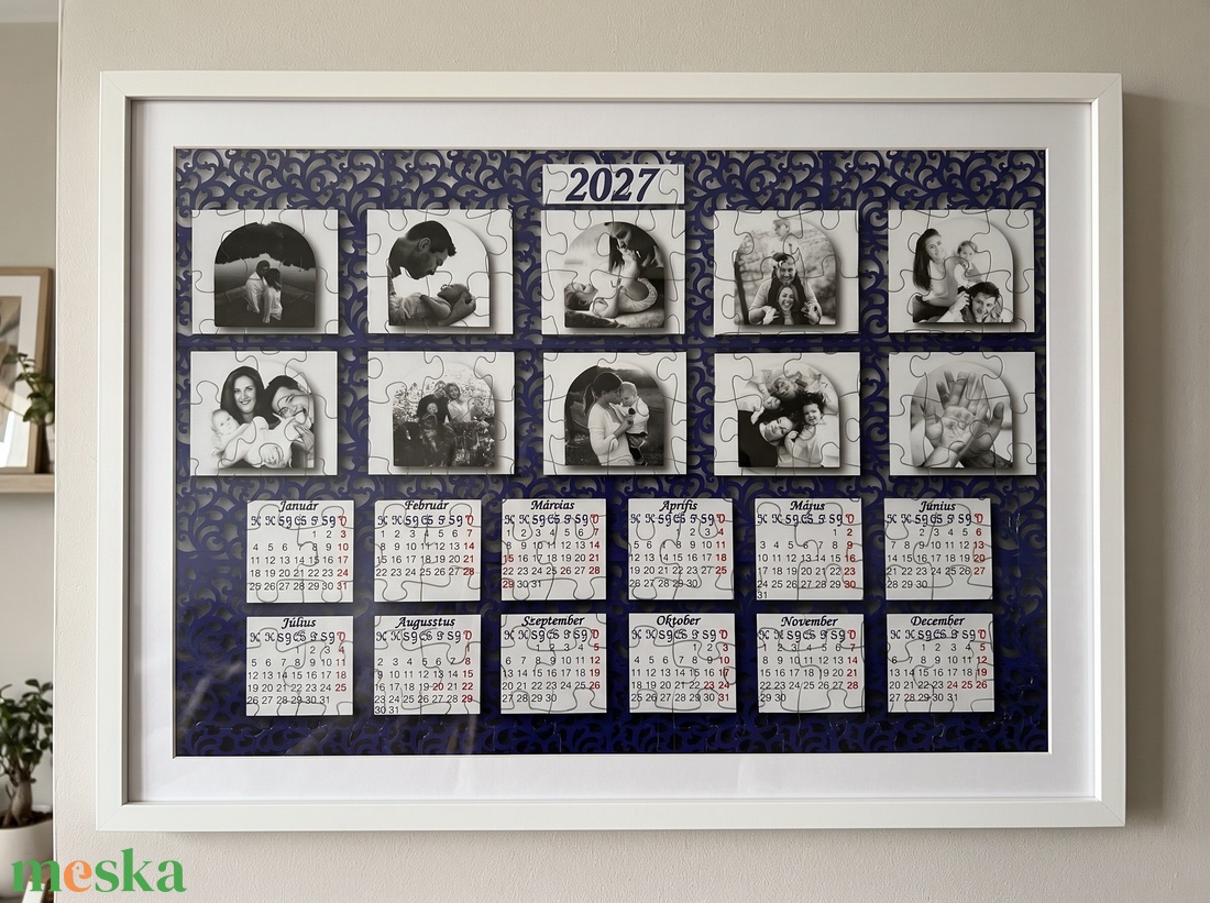 Saját fényképeses, egész éves (2027-es) naptár puzzle A3-as 500 darabos (kék csipkés) - művészet - grafika & illusztráció - digitális - Meska.hu