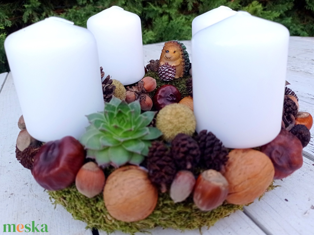 Kövi rózsás adventi koszorú - karácsony - adventi díszek - adventi koszorú - Meska.hu