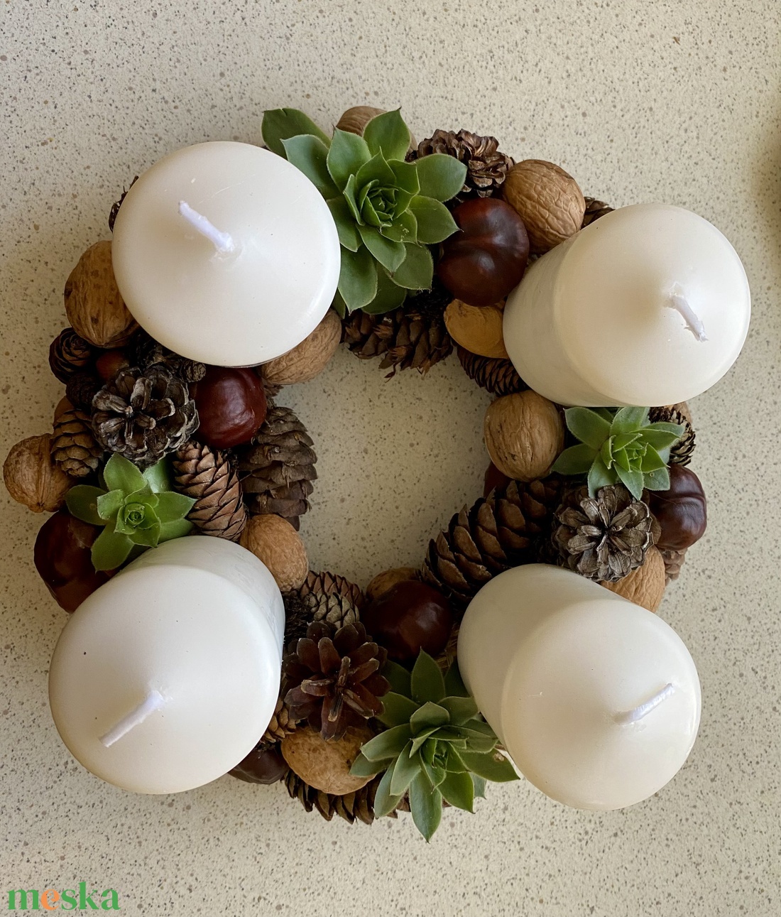 Kövi rózsás adventi koszorú - karácsony - adventi díszek - adventi koszorú - Meska.hu