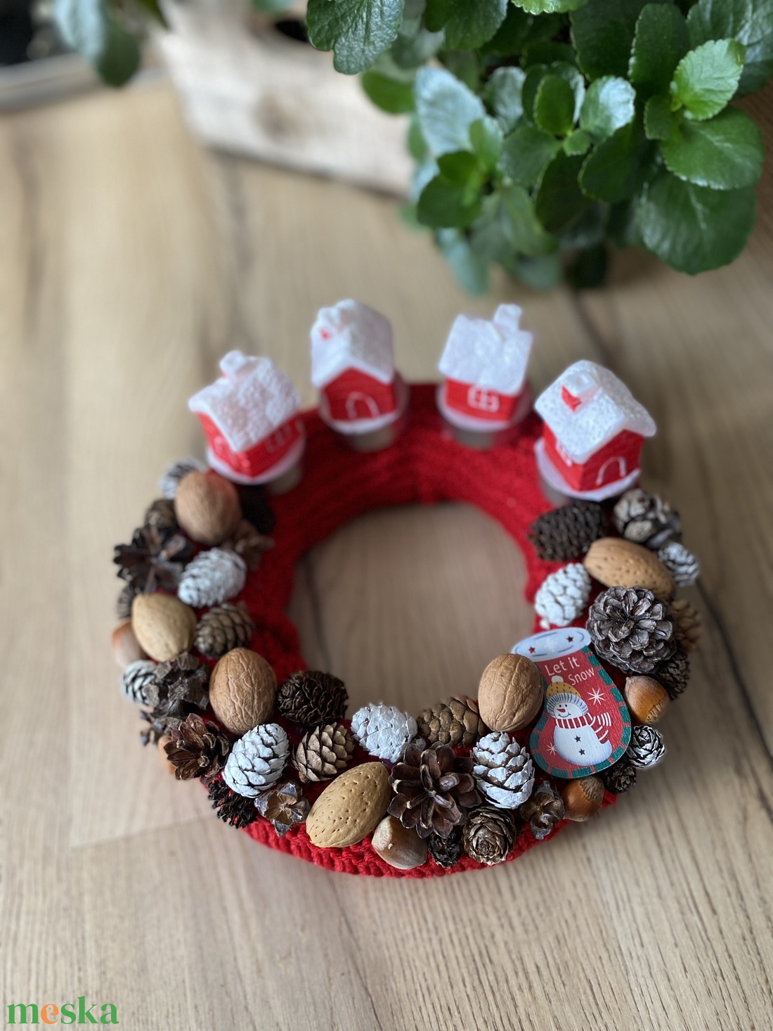 Piros adventi koszorú - karácsony - adventi díszek - adventi koszorú - Meska.hu