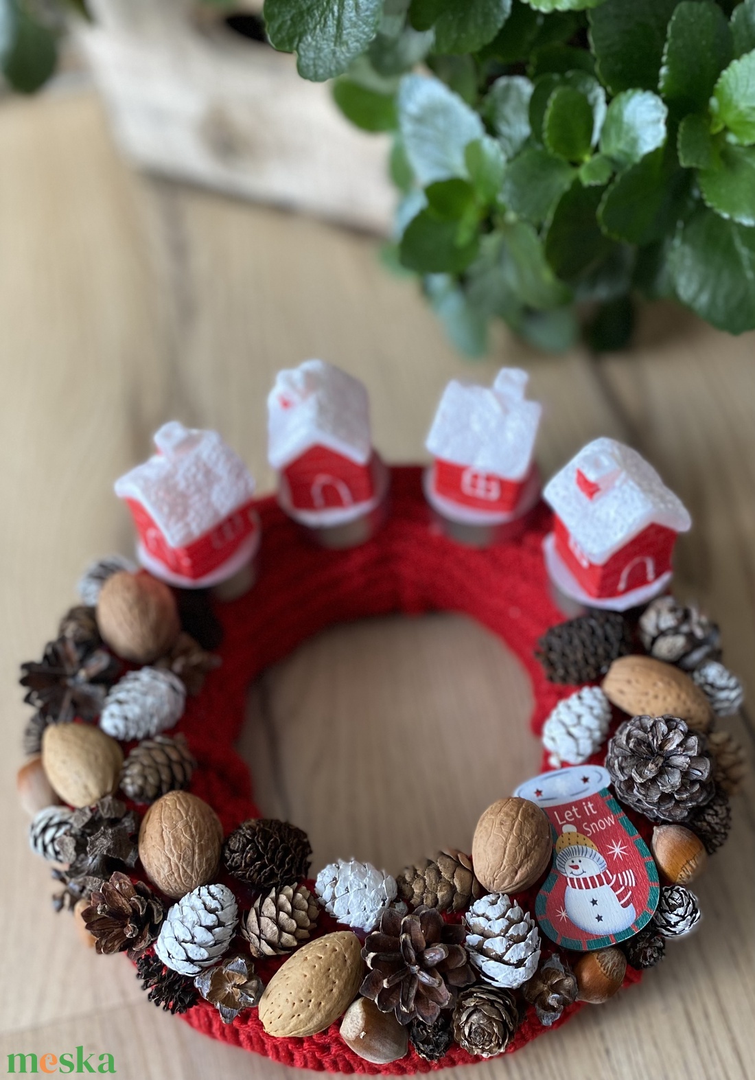 Piros adventi koszorú - karácsony - adventi díszek - adventi koszorú - Meska.hu