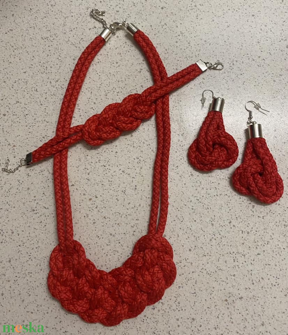 Piros zsinórékszer szett - ékszer - ékszerszett - Meska.hu