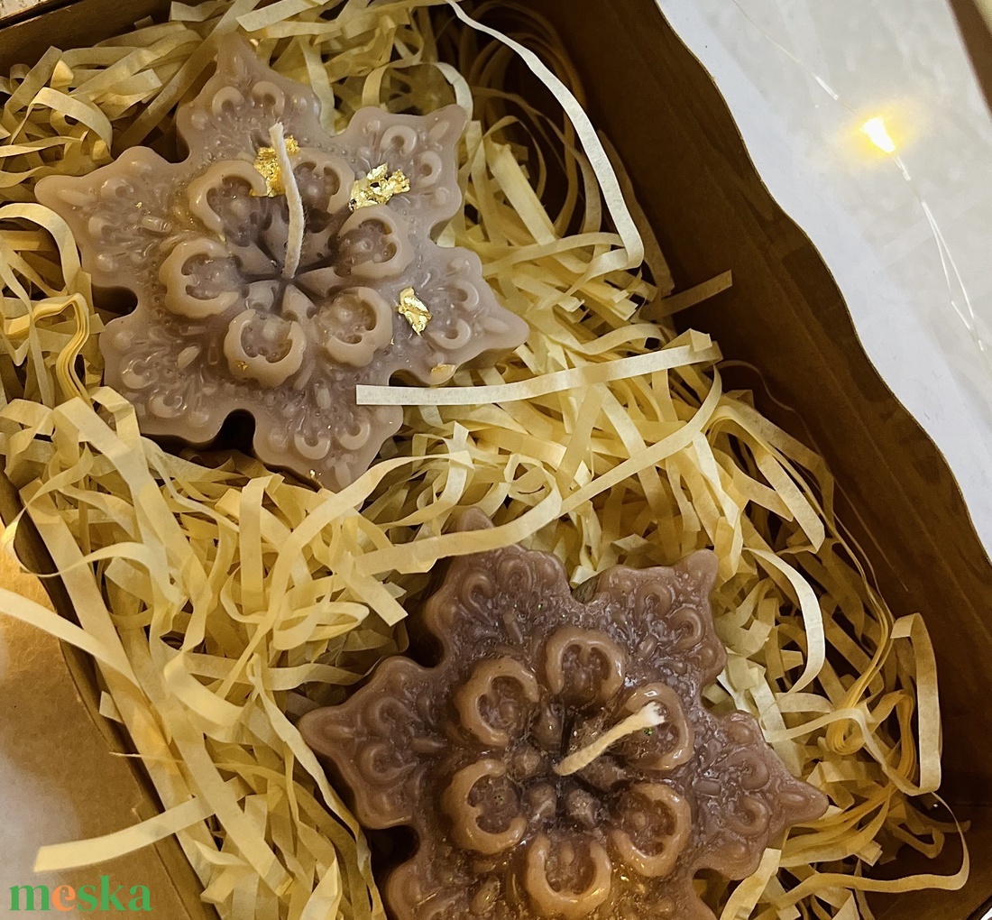 Mézeskalács hópehely gyertya szett - otthon & életmód - gyertya, illat, aroma - gyertya - Meska.hu