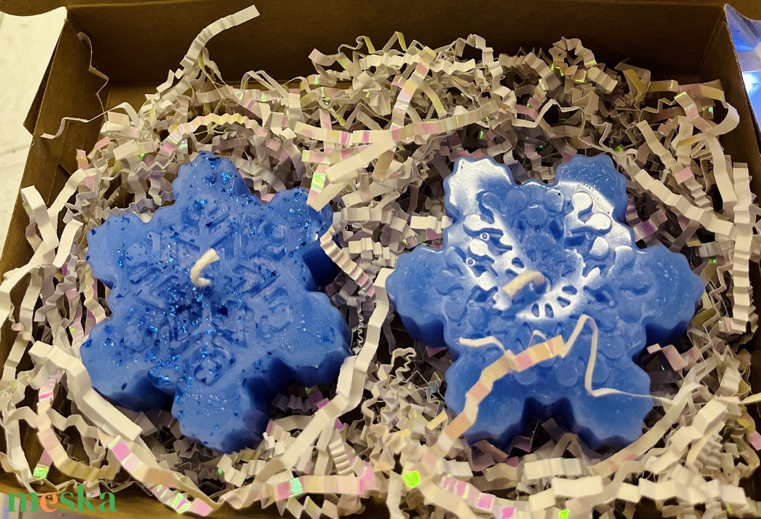 Kék hópehely gyertya szett karácsonyi illattal - otthon & életmód - gyertya, illat, aroma - gyertya - Meska.hu