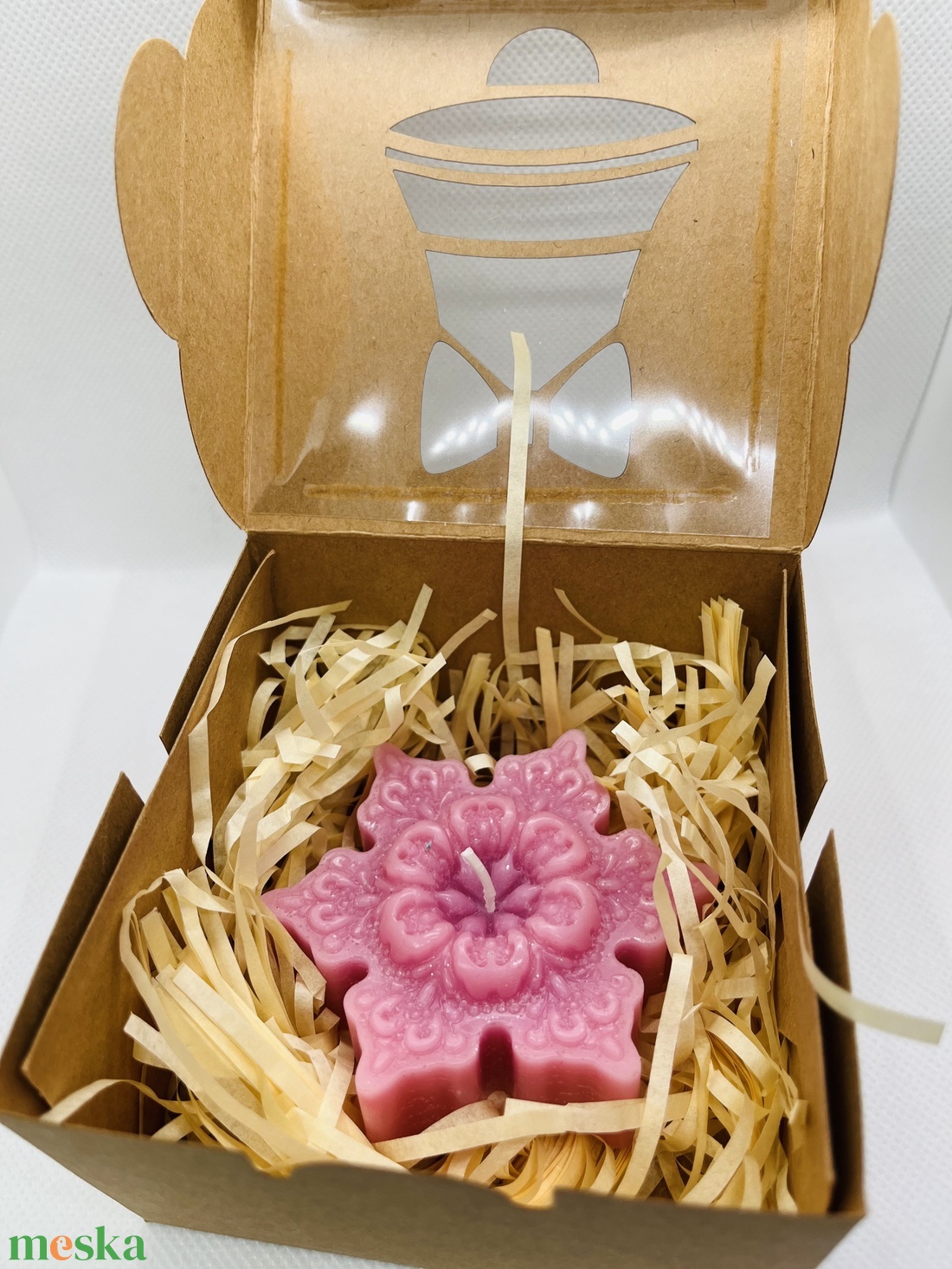 Rózsaszín hópehely gyertya  Téli báj és nőies finomság - otthon & életmód - gyertya, illat, aroma - gyertya - Meska.hu