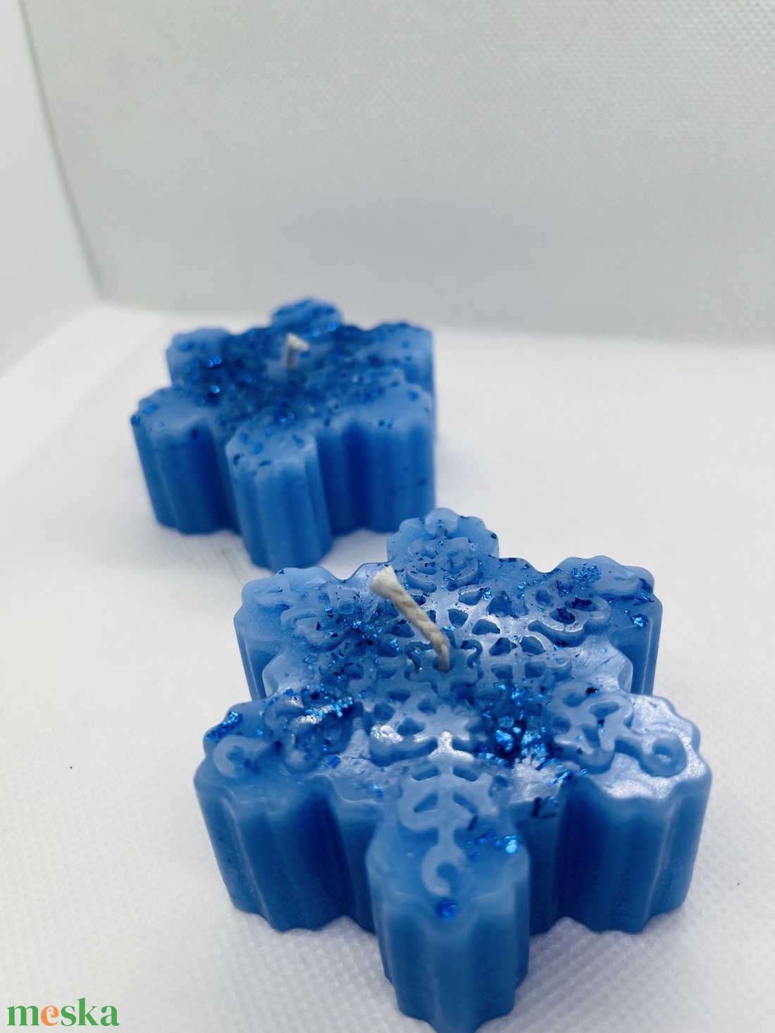 Sötétkék hópehely gyertyaszett  Mélykék elegancia és téli ragyogás - otthon & életmód - gyertya, illat, aroma - gyertya - Meska.hu