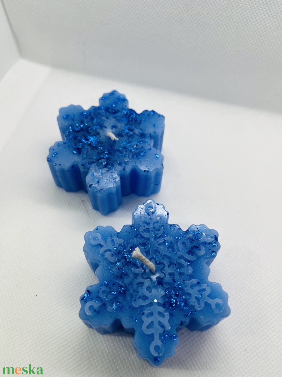 Sötétkék hópehely gyertyaszett  Mélykék elegancia és téli ragyogás - otthon & életmód - gyertya, illat, aroma - gyertya - Meska.hu