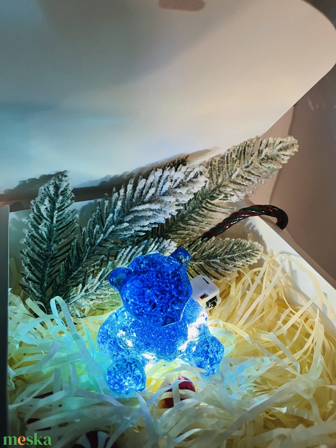 Világító Kék Maci  A fénylő téli csoda - karácsony - karácsonyi lakásdekoráció - karácsonyfadíszek - Meska.hu