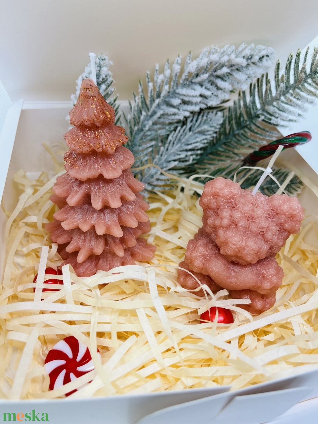 Karácsonyi Gyertya Szett  Fenyő és Maci - karácsony - karácsonyi lakásdekoráció - karácsonyi illatgyertya, mécses - Meska.hu