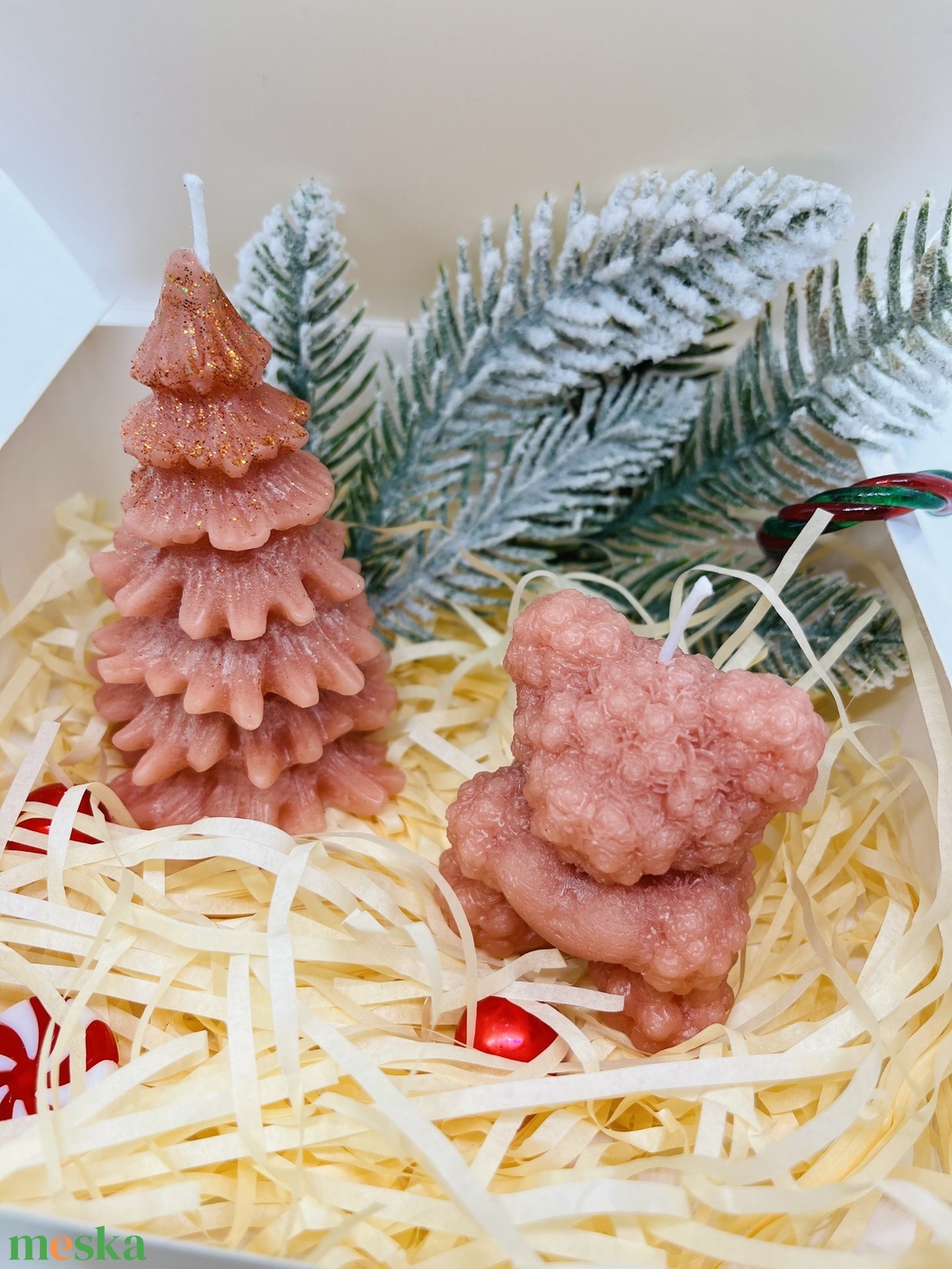 Karácsonyi Gyertya Szett  Fenyő és Maci - karácsony - karácsonyi lakásdekoráció - karácsonyi illatgyertya, mécses - Meska.hu