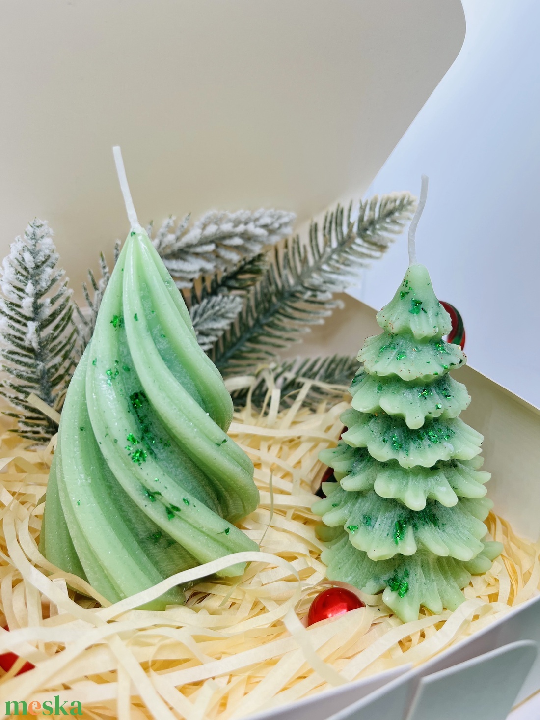 Zöld Fenyő Gyertyaszett  - karácsony - karácsonyi lakásdekoráció - karácsonyi illatgyertya, mécses - Meska.hu