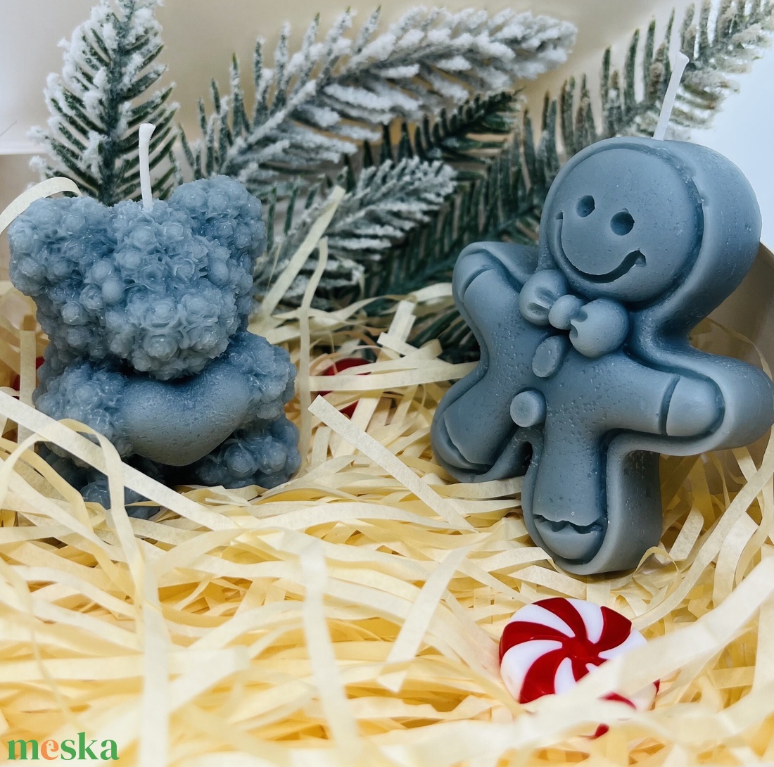 Maci és Mézi gyertyaszett  - karácsony - karácsonyi lakásdekoráció - karácsonyi illatgyertya, mécses - Meska.hu