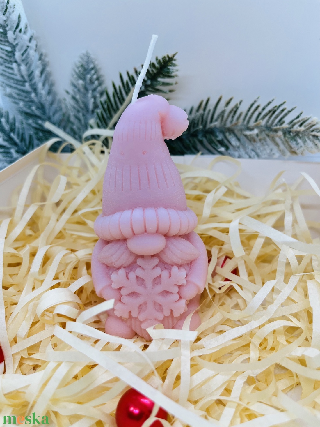 Téli Manó Gyertyaszett - Rózsaszín - karácsony - karácsonyi lakásdekoráció - karácsonyi illatgyertya, mécses - Meska.hu