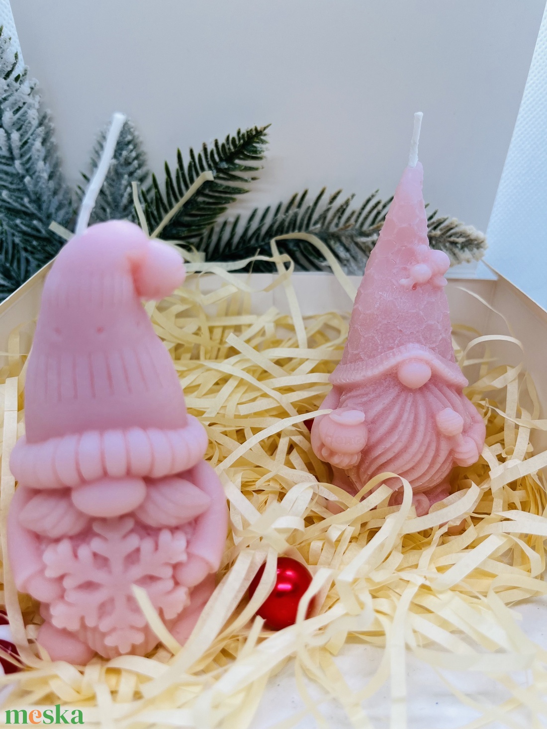 Téli Manó Gyertyaszett - Rózsaszín - karácsony - karácsonyi lakásdekoráció - karácsonyi illatgyertya, mécses - Meska.hu