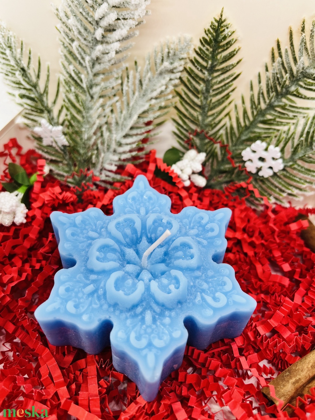 Kék Manó és Hópehely Gyertya Szett - karácsony - karácsonyi lakásdekoráció - karácsonyi illatgyertya, mécses - Meska.hu