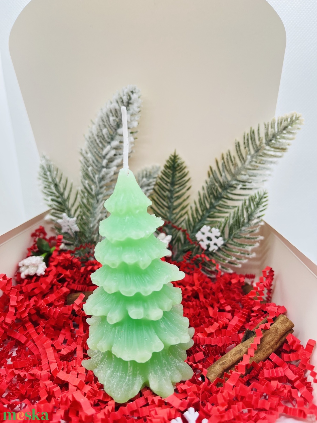 Zöld Fenyőfa Gyertyaszett  - karácsony - karácsonyi lakásdekoráció - karácsonyi illatgyertya, mécses - Meska.hu