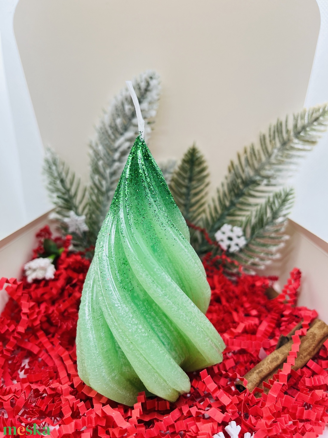 Zöld Fenyőfa Gyertyaszett  - karácsony - karácsonyi lakásdekoráció - karácsonyi illatgyertya, mécses - Meska.hu