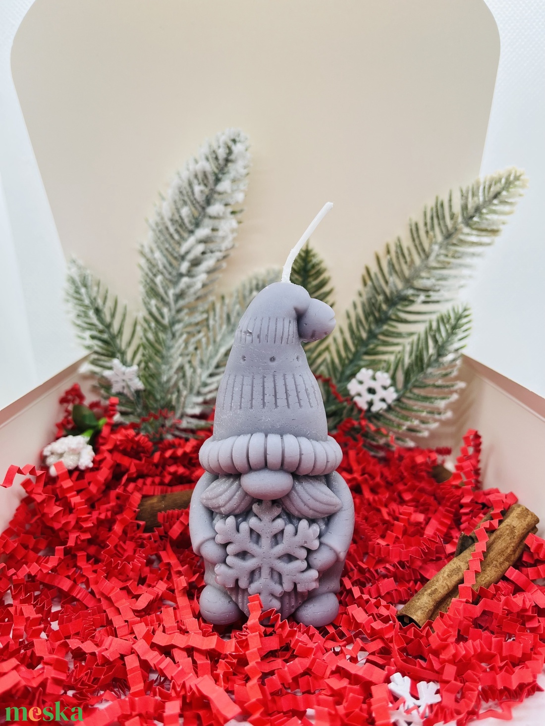 Lila Csillámos Fenyő és Manó Gyertyaszett - karácsony - karácsonyi lakásdekoráció - karácsonyi illatgyertya, mécses - Meska.hu