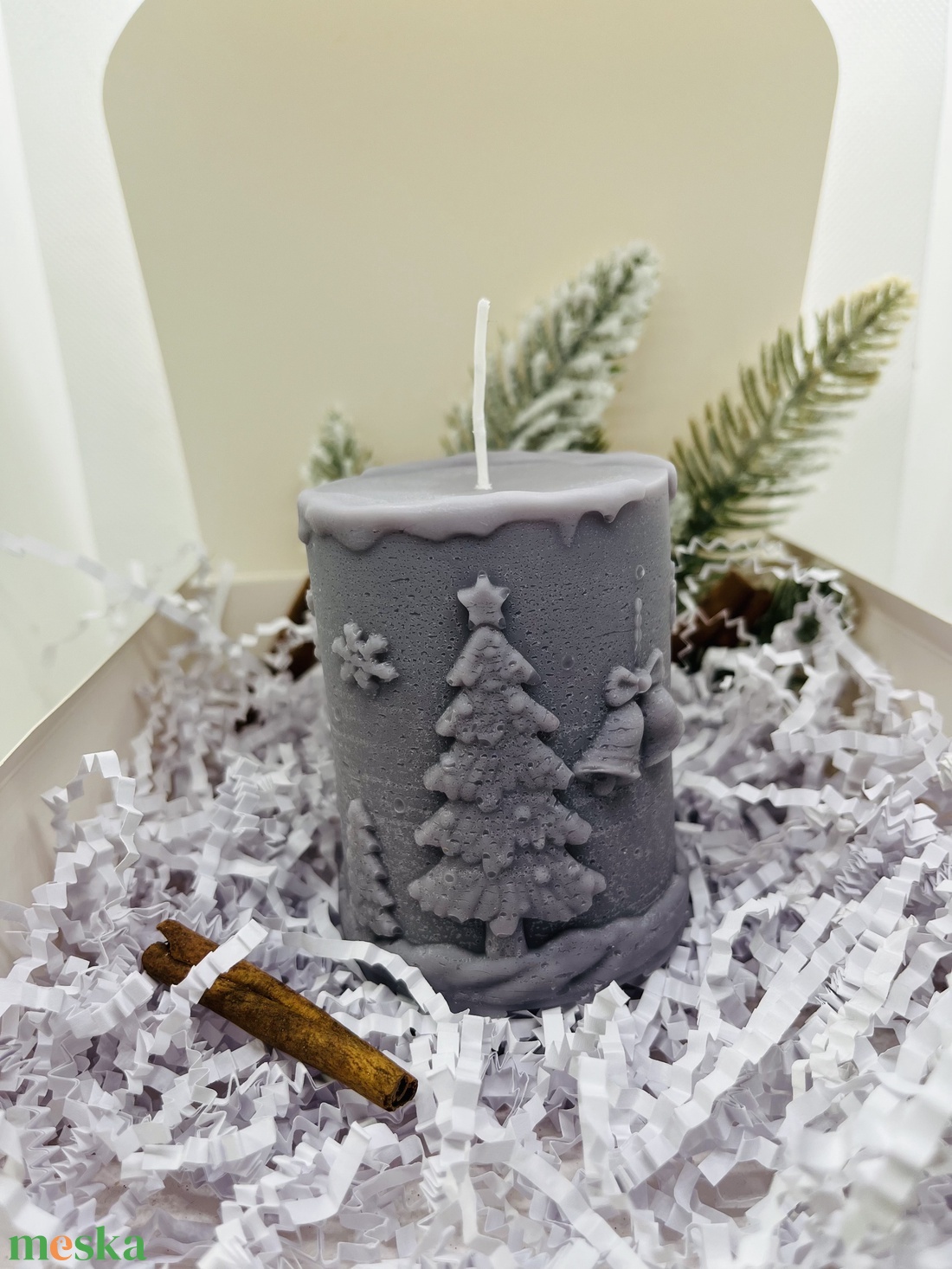Téli Fenyőfás Rénszarvasos Gyertya - karácsony - karácsonyi lakásdekoráció - karácsonyi illatgyertya, mécses - Meska.hu