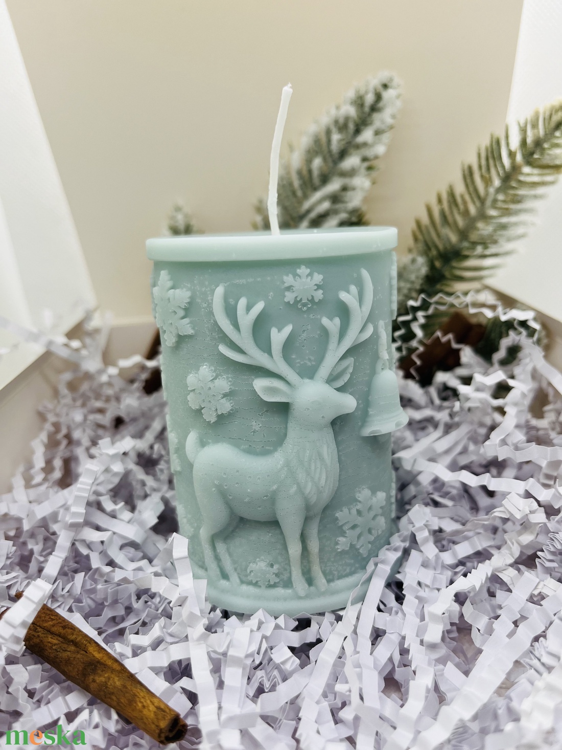 Téli Rénszarvasos Gyertya - karácsony - karácsonyi lakásdekoráció - karácsonyi illatgyertya, mécses - Meska.hu