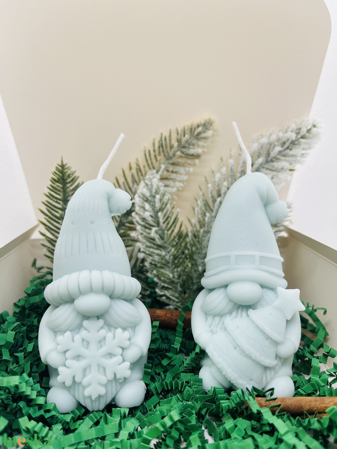 Zöld Manó Gyertya Szett - karácsony - karácsonyi lakásdekoráció - karácsonyi illatgyertya, mécses - Meska.hu