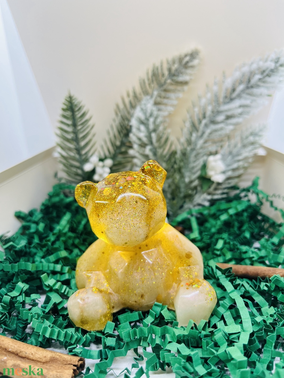 Világító Arany Maci - karácsony - karácsonyi lakásdekoráció - karácsonyfadíszek - Meska.hu