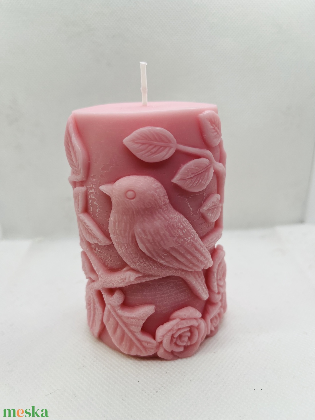 Madaras tömb gyertya- rózsaszín  - otthon & életmód - gyertya, illat, aroma - gyertya - Meska.hu