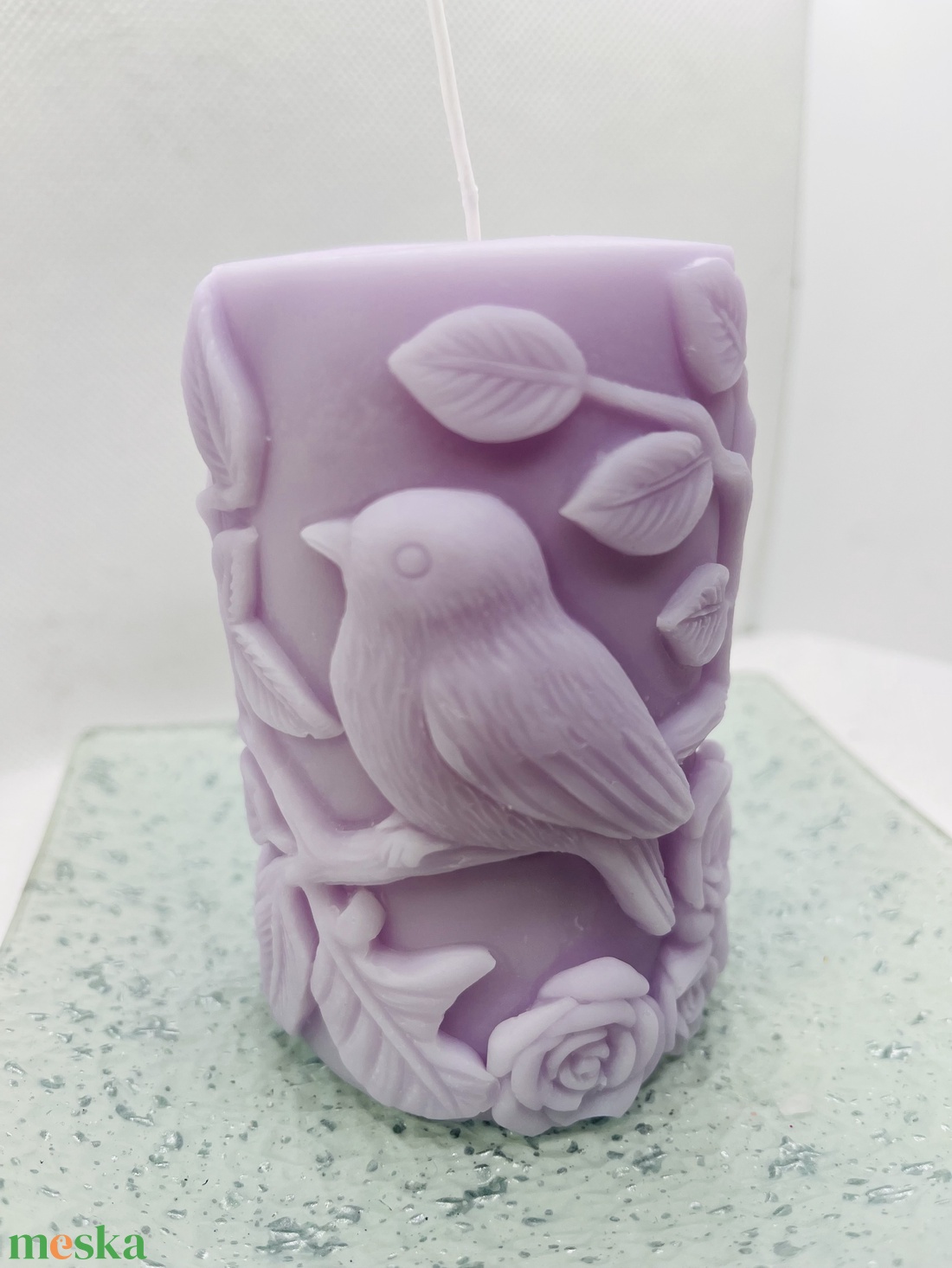 Madaras tömb gyertya- levendula színű  - otthon & életmód - gyertya, illat, aroma - gyertya - Meska.hu