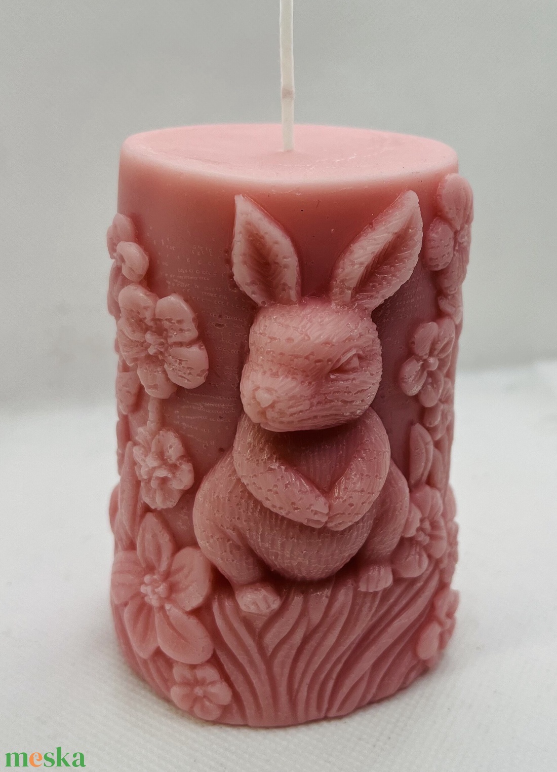 Nyuszis tömb gyertya- rózsaszín  - otthon & életmód - gyertya, illat, aroma - gyertya - Meska.hu