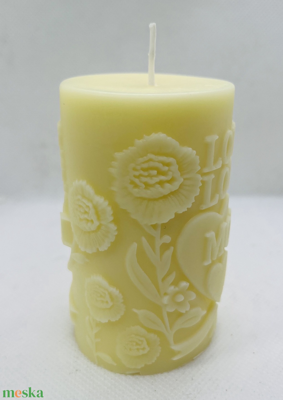 Anyák napi tömb gyertya � Love Mom felirattal - otthon & életmód - gyertya, illat, aroma - gyertya - Meska.hu